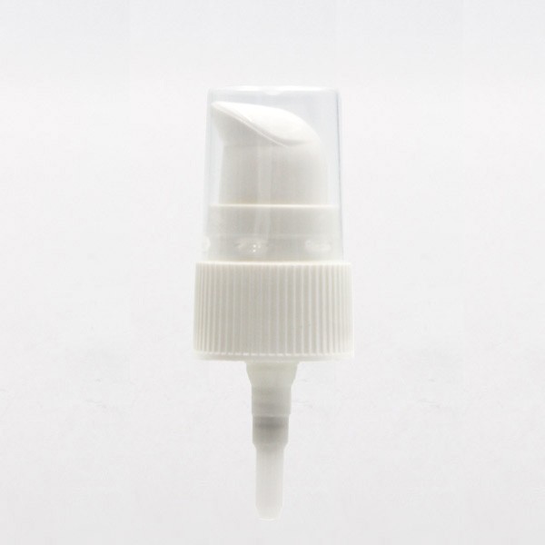 Pompe crème blanche DIN18 avec capot transparent