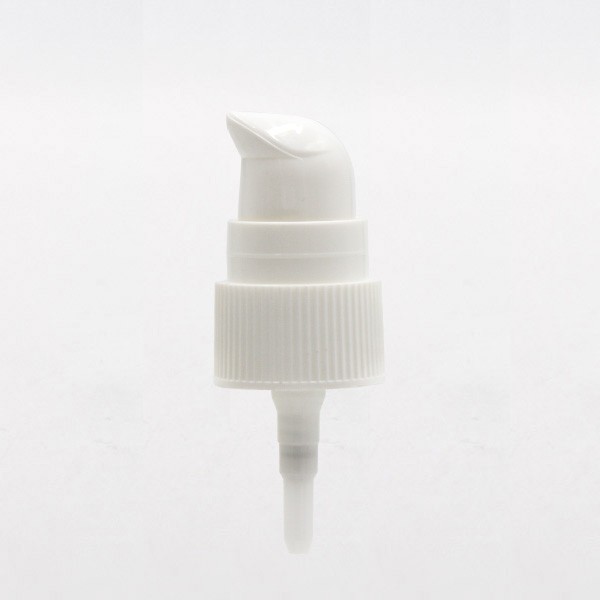 Pompe crème blanche DIN18 avec capot transparent