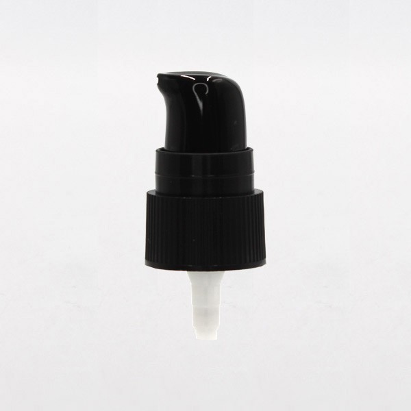 Pompe crème noire DIN18 avec capuchon transparent