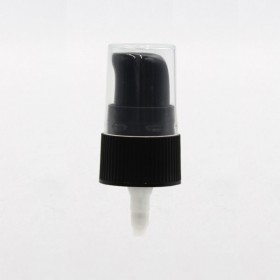 Pompe crème noire DIN18 avec capuchon transparent