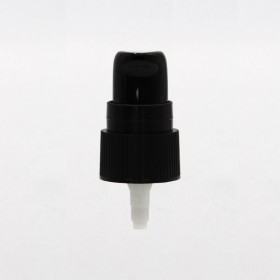 Pompe crème noire DIN18 avec capuchon transparent