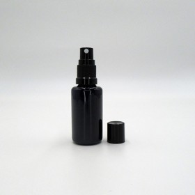 Pack Flacon goutte verre violet Miron 30ml et pompe spray noir din18