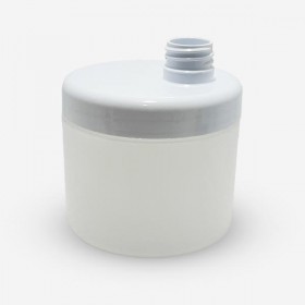Pot colonne 500 ml PEHD naturel avec couvercle dispenser blanc