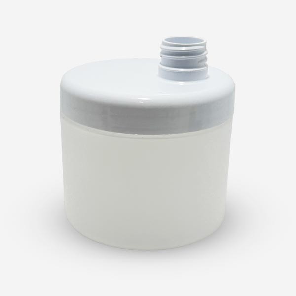 Pot colonne 500 ml PEHD naturel avec couvercle dispenser blanc