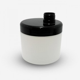 Pot colonne 500 ml PEHD naturel avec couvercle dispenser noir